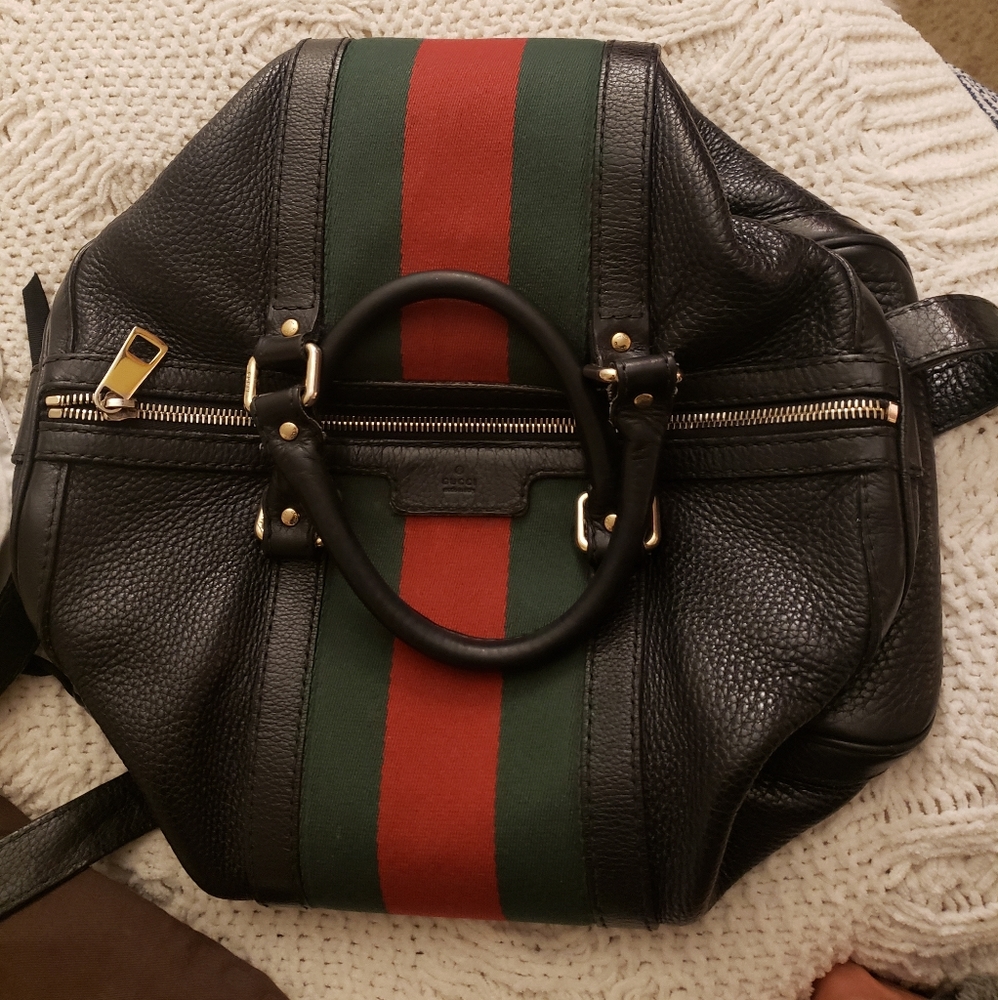 Black Boston leather bag